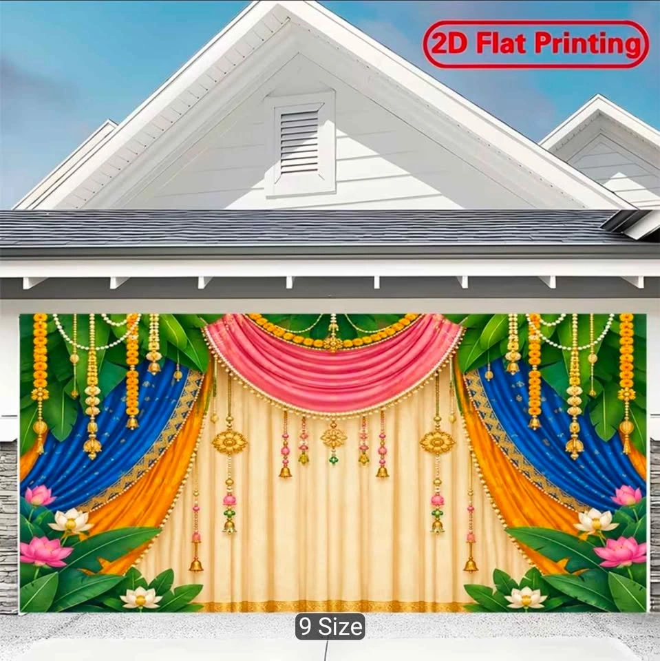 2D Flat Indian Festival Banner Traditional Flower Backdrop - photo 5