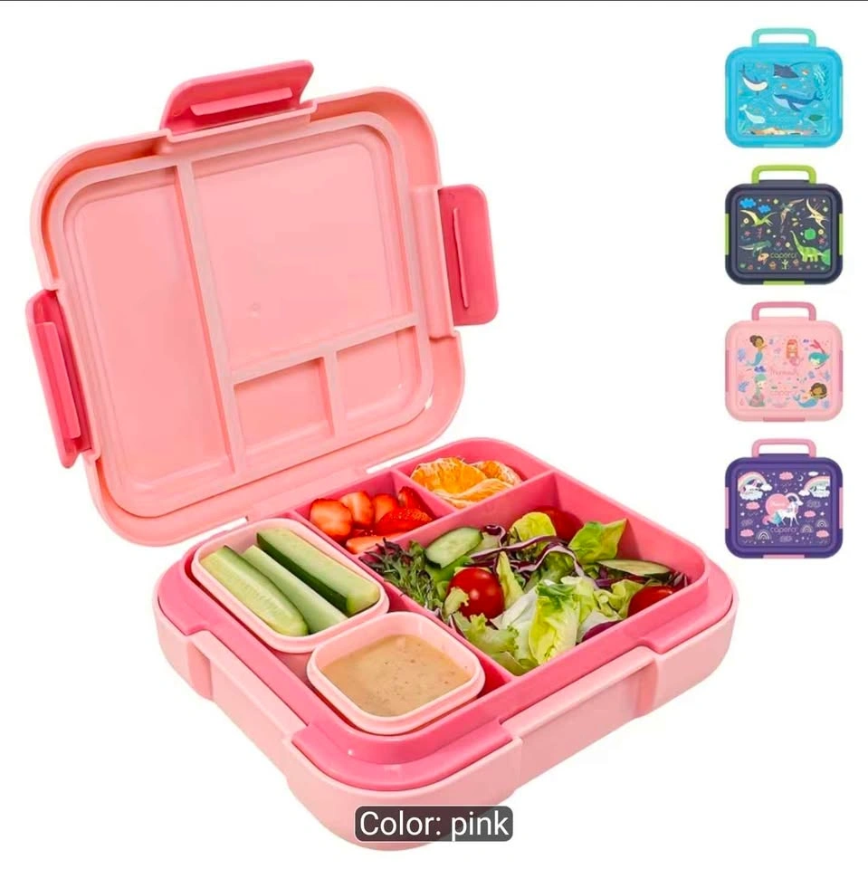 Lunch Box, Leak-Proof, 4 Compartments, 2 Sauce Cups & Handle - photo 3