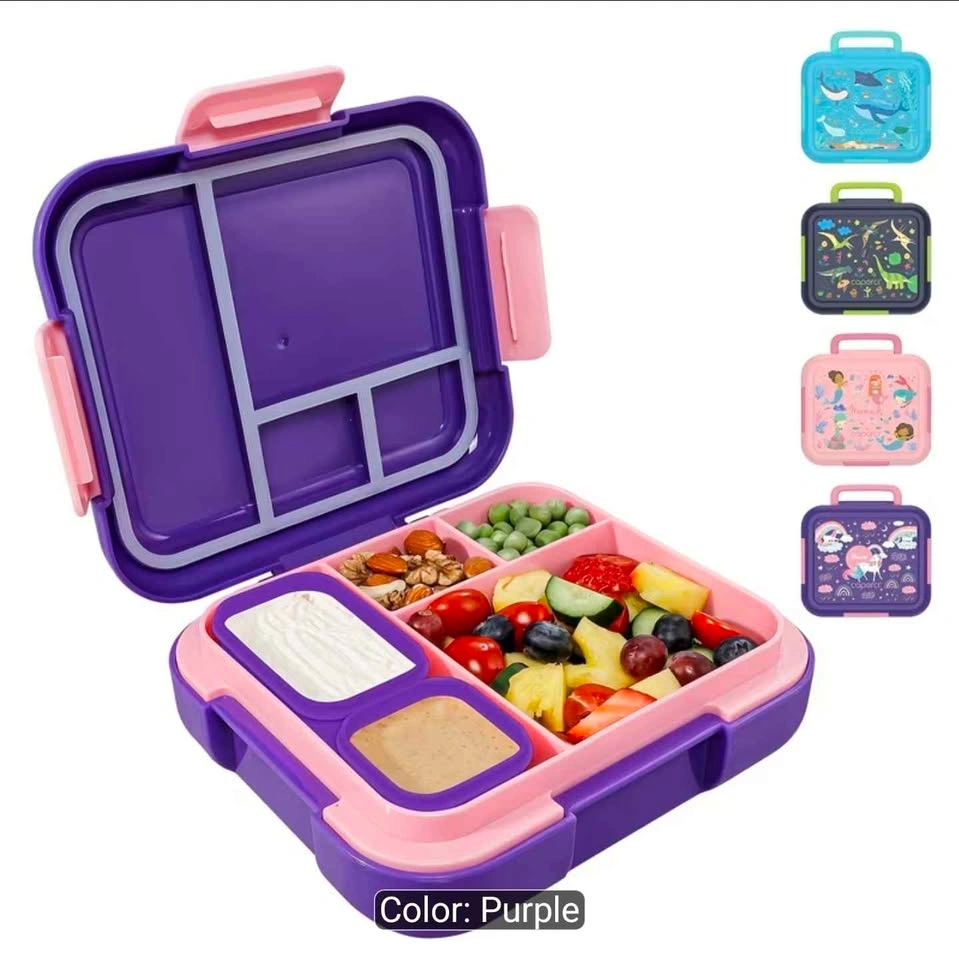 Lunch Box, Leak-Proof, 4 Compartments, 2 Sauce Cups & Handle - photo 4