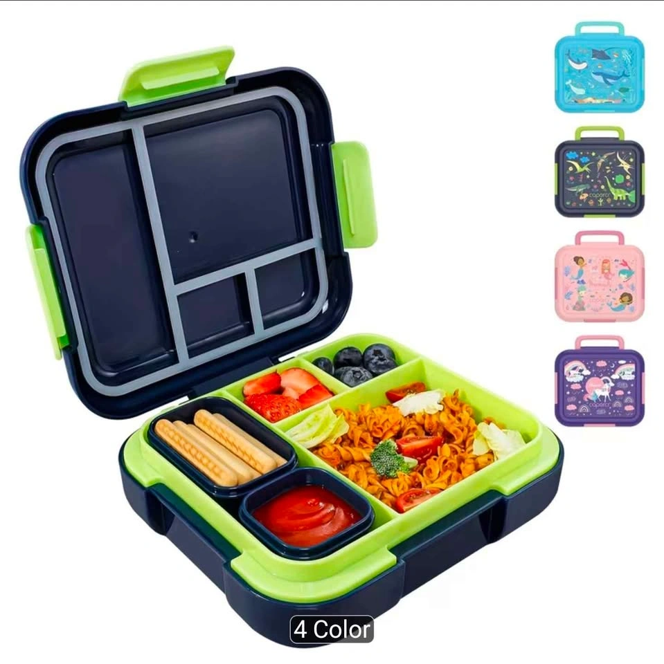 Lunch Box, Leak-Proof, 4 Compartments, 2 Sauce Cups & Handle - photo 5