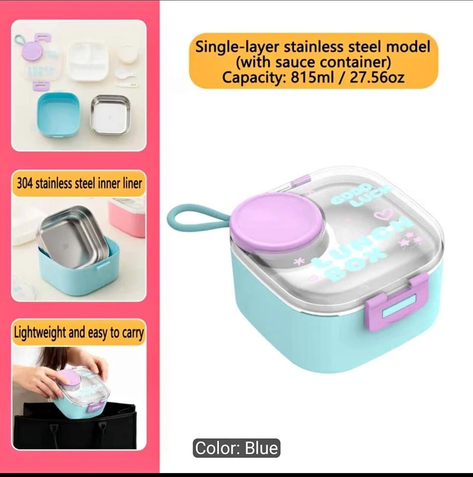 Square Stainless Steel Insulated Compartmentalised Lunch Box