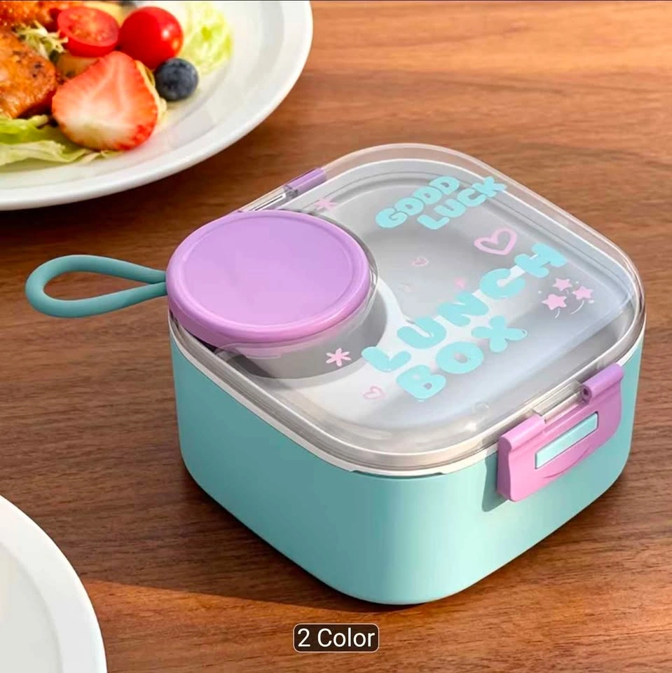 Square Stainless Steel Insulated Compartmentalised Lunch Box - photo 4