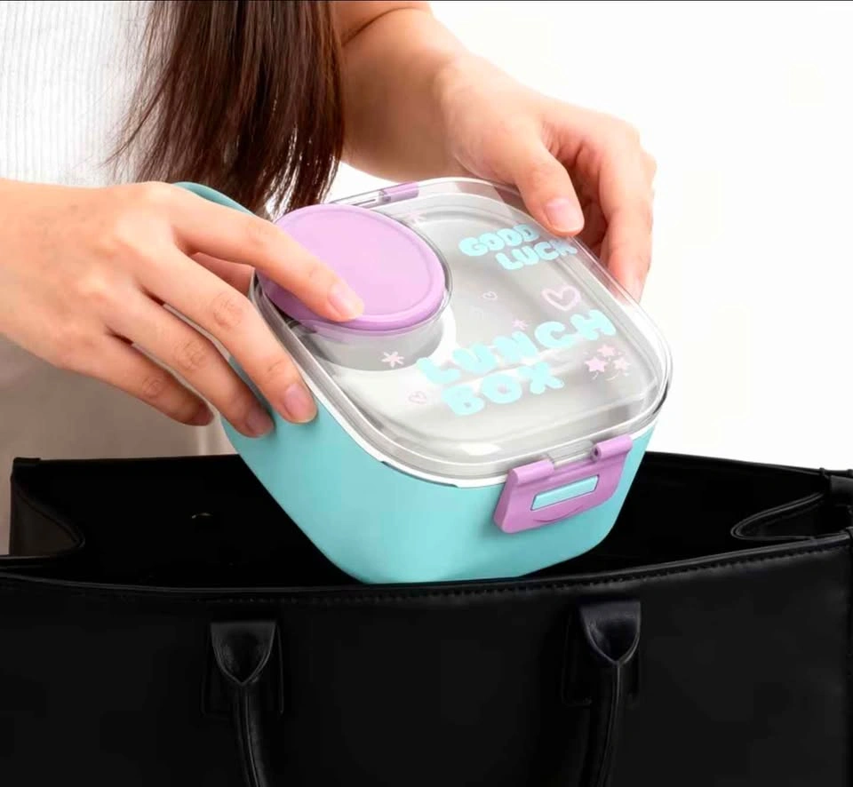 Square Stainless Steel Insulated Compartmentalised Lunch Box - photo 5