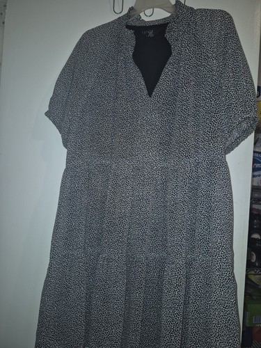 1. STATE Women's 1X Black/White Speckled V-Neck Babydoll Dress - photo 3