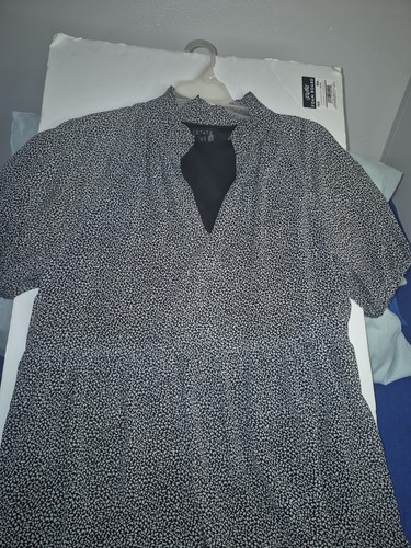 1. STATE Women's 1X Black/White Speckled V-Neck Babydoll Dress - photo 4