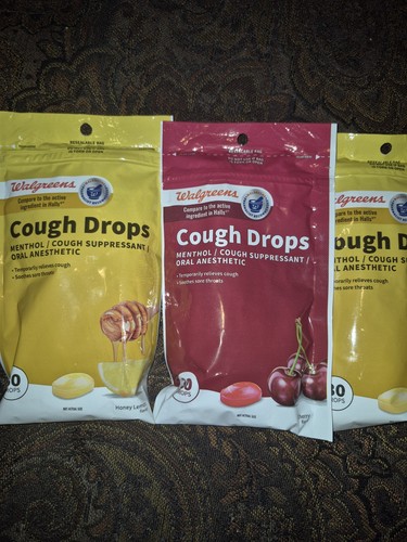 (Pack of 3) Walgreens Cough Drops, Honey Lemon, 120 Drops