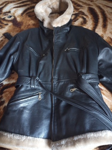 Martani Moda Women's Leather hooded zipped bomber Jacket - Size: - photo 4