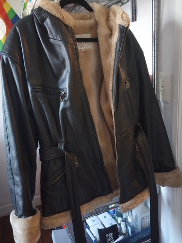Martani Moda Women's Leather hooded zipped bomber Jacket - Size: - photo 5