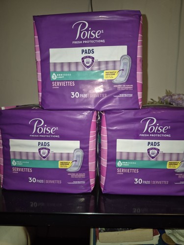 Poise Pads Regular Length 3 Light Absorbency 90 Ct