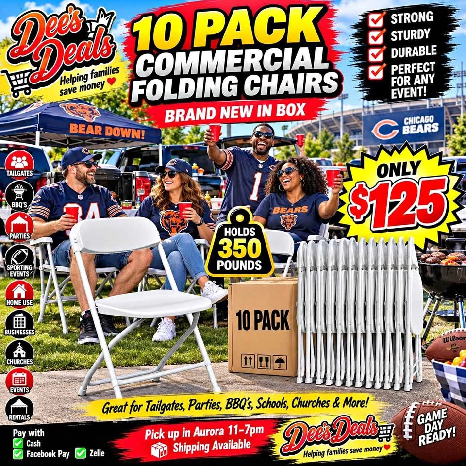 10 PACK COMMERCIAL FOLDING CHAIRS BRAND NEW IN BOX ONLY $125