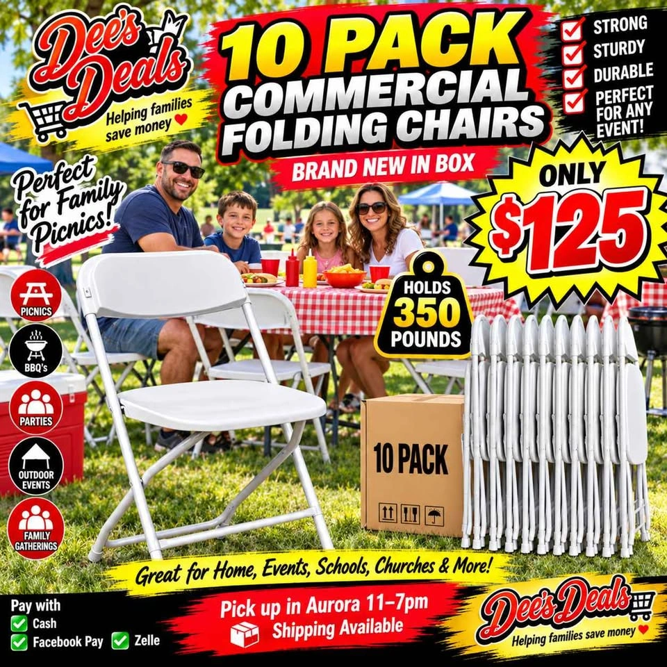 10 PACK COMMERCIAL FOLDING CHAIRS BRAND NEW IN BOX ONLY $125 - photo 3
