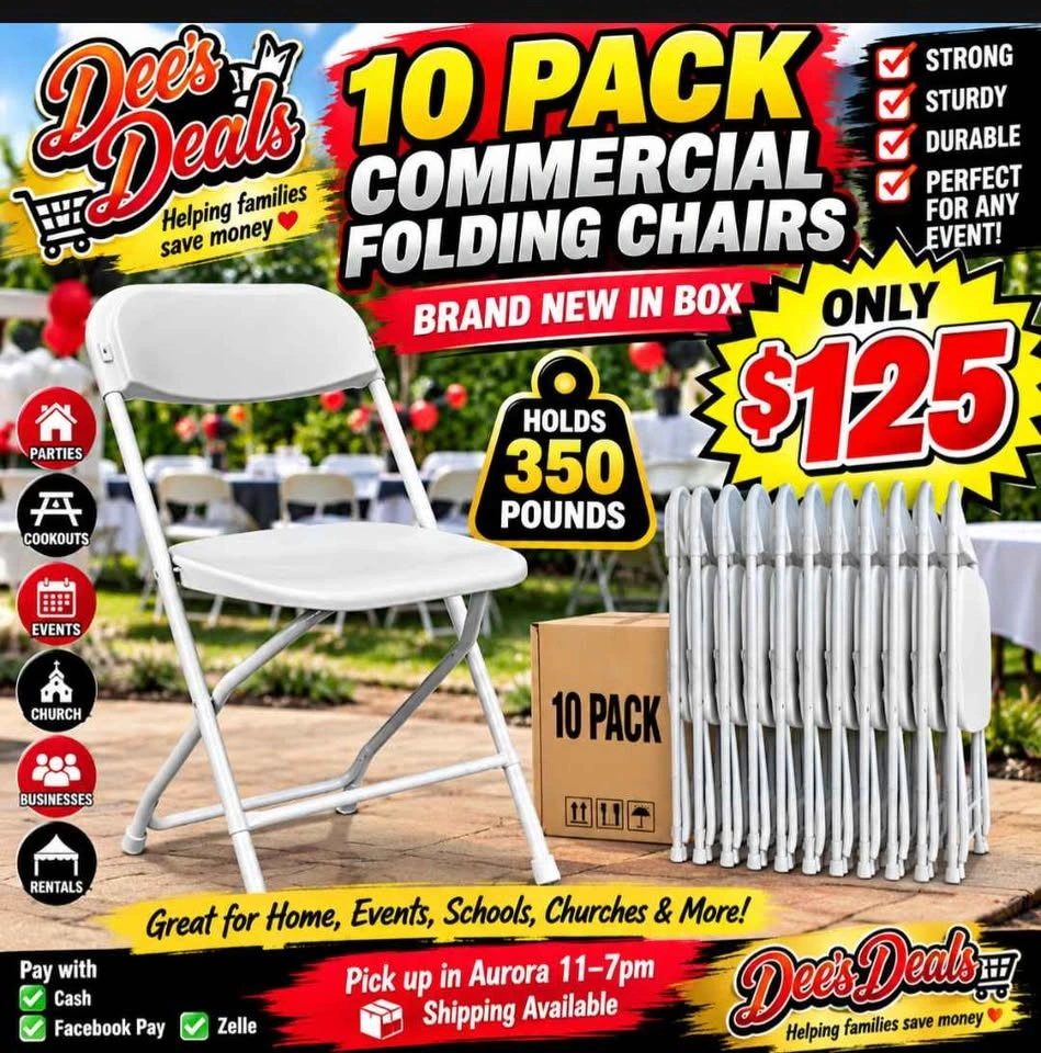 10 PACK COMMERCIAL FOLDING CHAIRS BRAND NEW IN BOX ONLY $125 - photo 3
