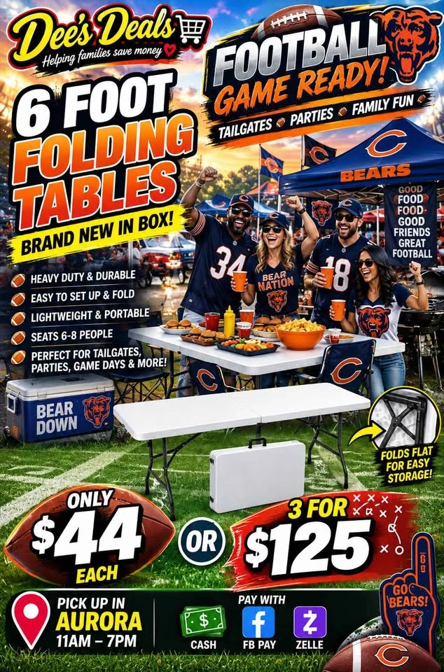 Big 6 Foot Commercial Folding Tables BRAND NEW IN BOX ONLY $44 - photo 2