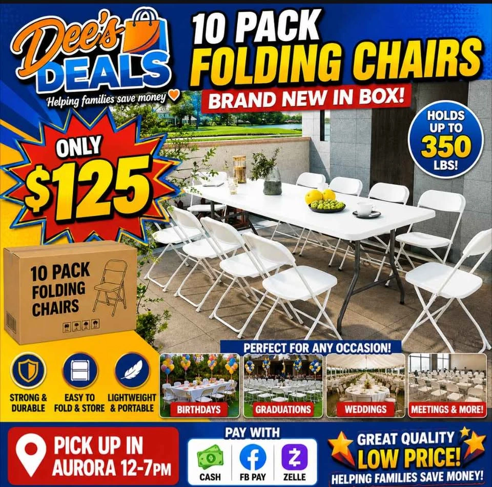 10 PACK COMMERCIAL FOLDING CHAIRS BRAND NEW IN BOX ONLY $125 - photo 3