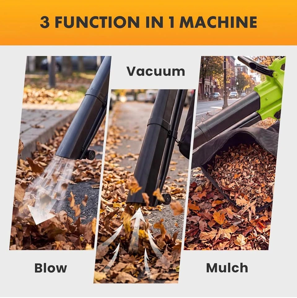 3-in-1 Electric Leaf Blower Vacuum Mulcher, 500 CFM Airflow - photo 4