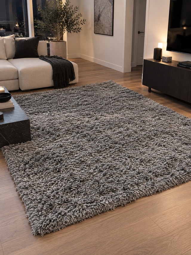 Large Grey Shag Rug - Thick & Plush (6x8)