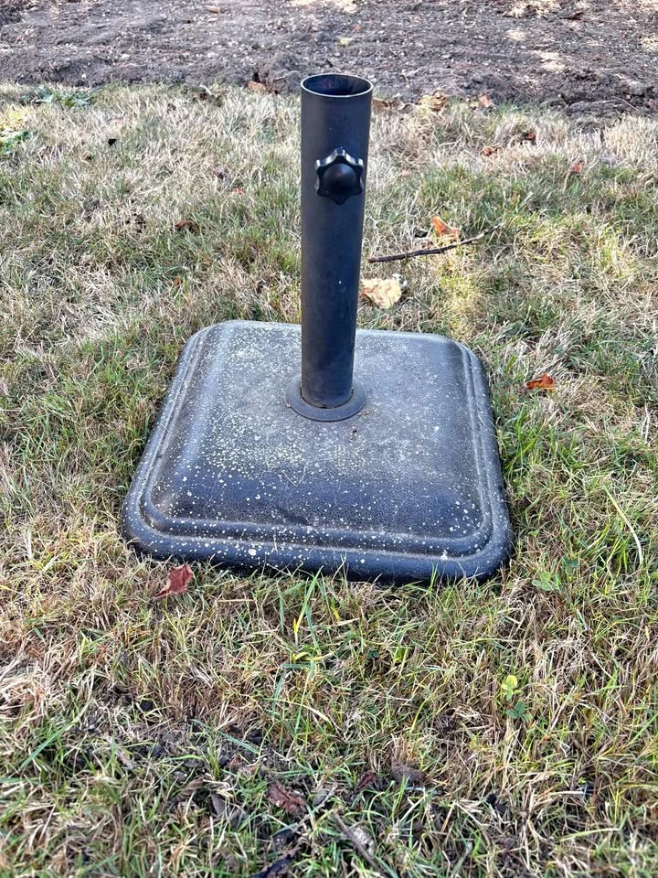 End of summer yard sale: Umbrella stand