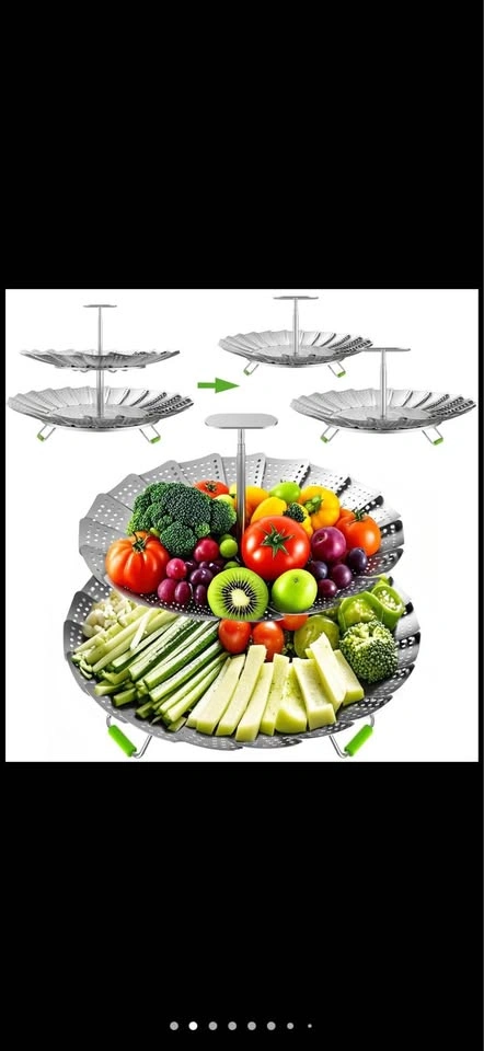 Steamer Basket, Stainless Steel, Foldable, 2 Layers - photo 5