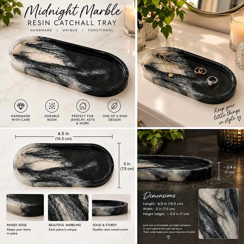 Midnight Marble Resin Tray