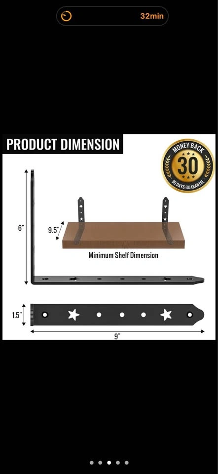 6 PCS Heavy Duty 9-Inch Floating Shelf Brackets - photo 5