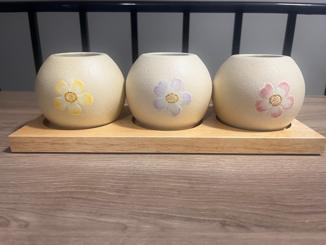 Ceramic Flower Tealight Holder Set