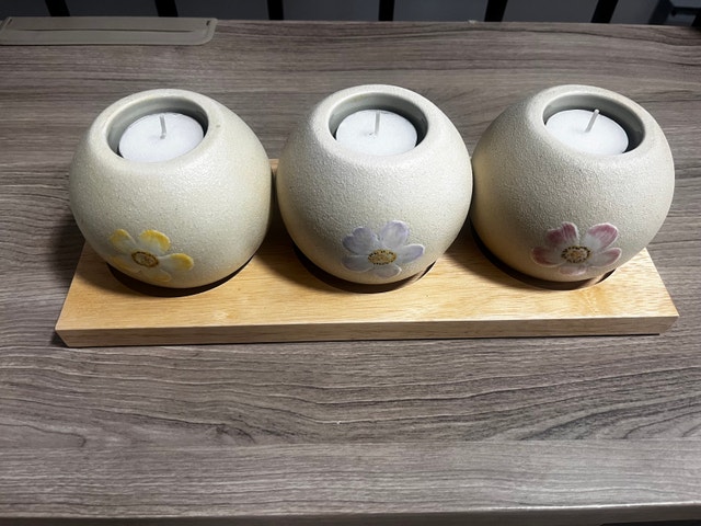 Ceramic Flower Tealight Holder Set - photo 2