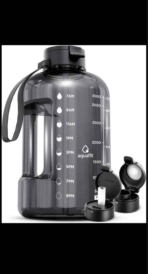 1 Gallon Water Bottle with Straw - 128 oz Time Marker Grey - photo 2