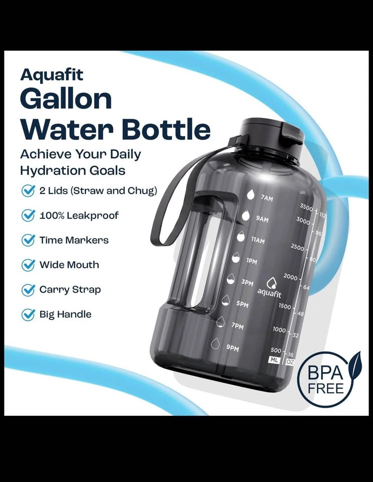 1 Gallon Water Bottle with Straw - 128 oz Time Marker Grey - photo 5