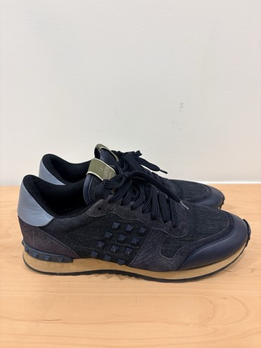 Valentino Garavani Rockrunner Rockstud Sneakers Navy Black Suede - photo 3