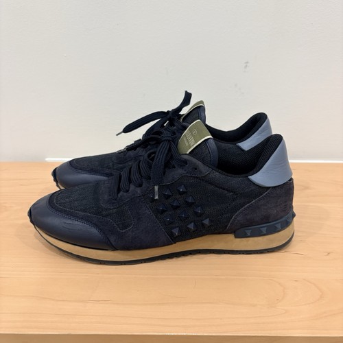 Valentino Garavani Rockrunner Rockstud Sneakers Navy Black Suede - photo 4