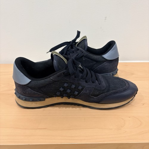Valentino Garavani Rockrunner Rockstud Sneakers Navy Black Suede - photo 5