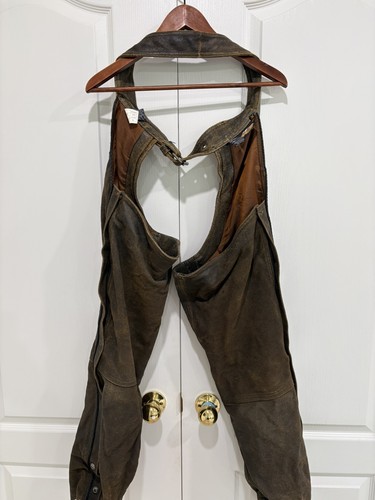 Distressed Harley Davidson Brown Leather Chaps Medium - photo 2