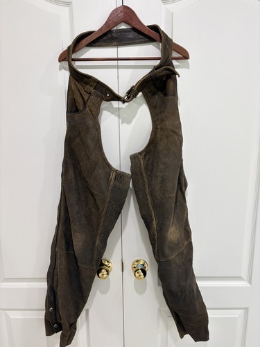 Distressed Harley Davidson Brown Leather Chaps Medium - photo 4