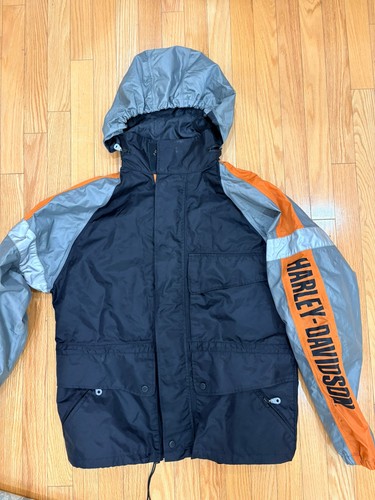 Harley Davidson Mens Large Rain Jacket Reflective Light Weight H
