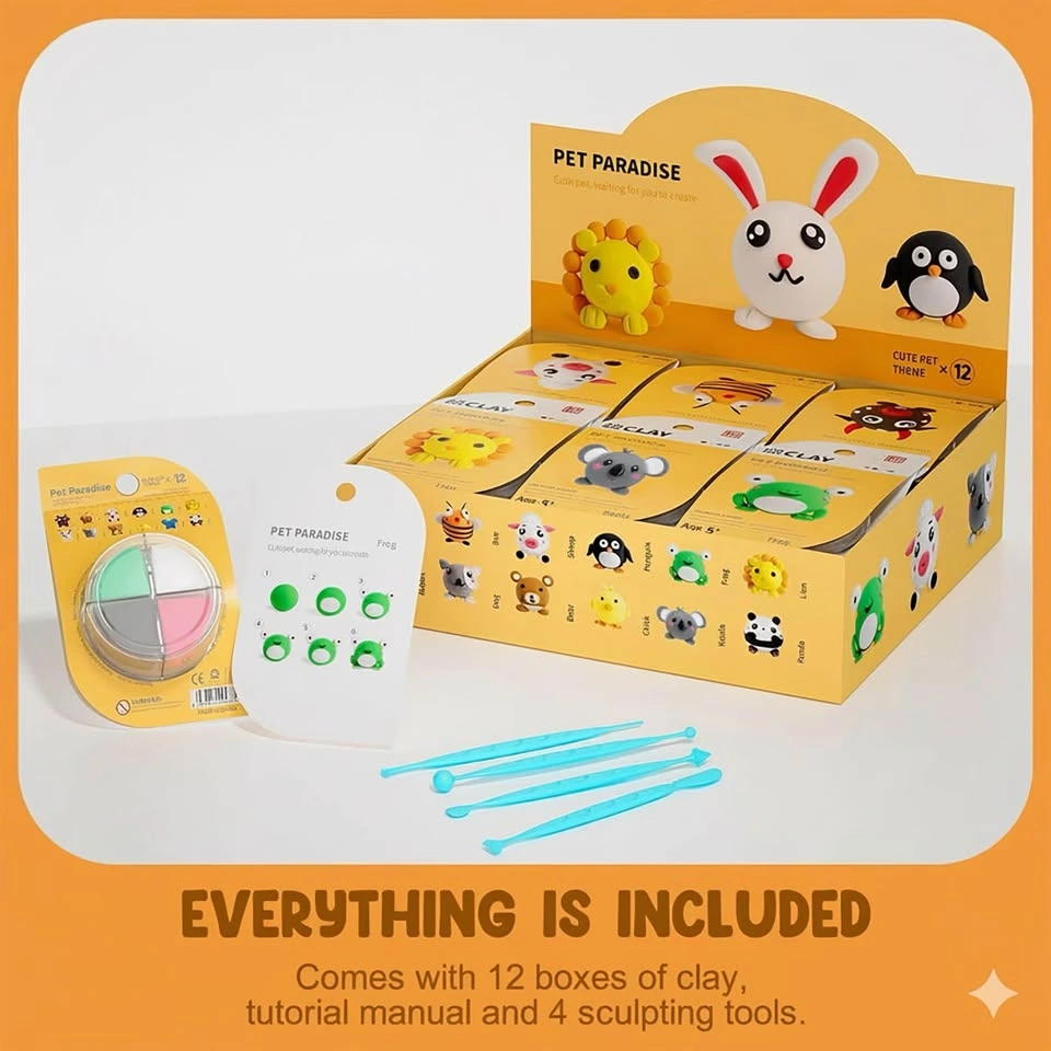 Air Dry Clay Animal Craft Kit – 12 Cute Animal Designs - photo 2