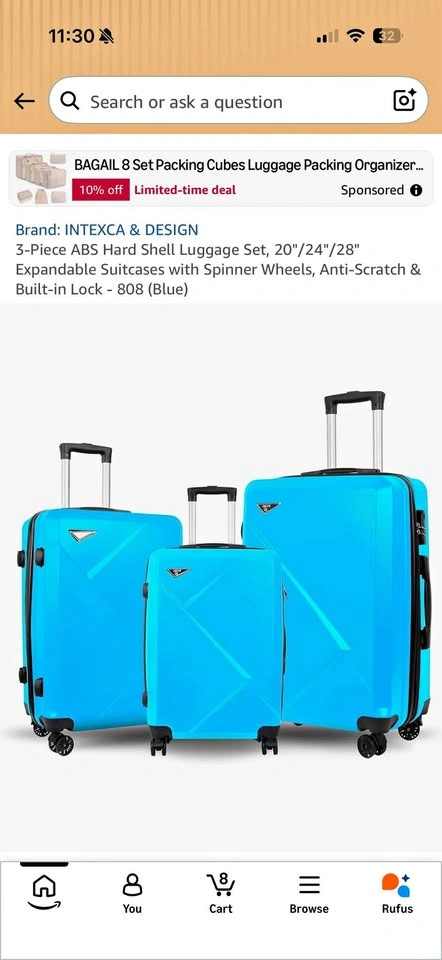3-Piece ABS Hard Shell Luggage Set 20/24/28 in – Brand New