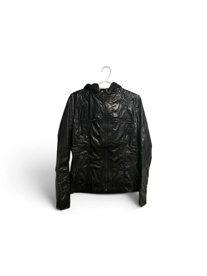 Women's Faux Leather Jacket with Hood – Size M – Brand New - photo 3