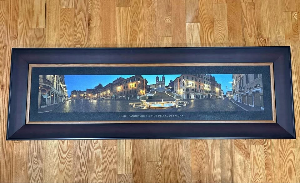 Framed Panoramic Print – Rome, Piazza di Spagna