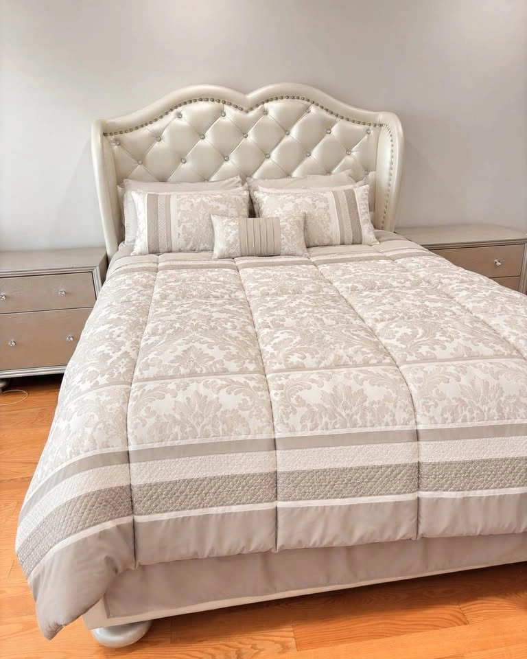 Queen Bedroom Set – Bed + 2 Nightstands + Dresser + Tallboy