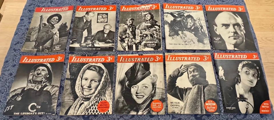10 Original WWII-Era Illustrated Magazines 1939–1940