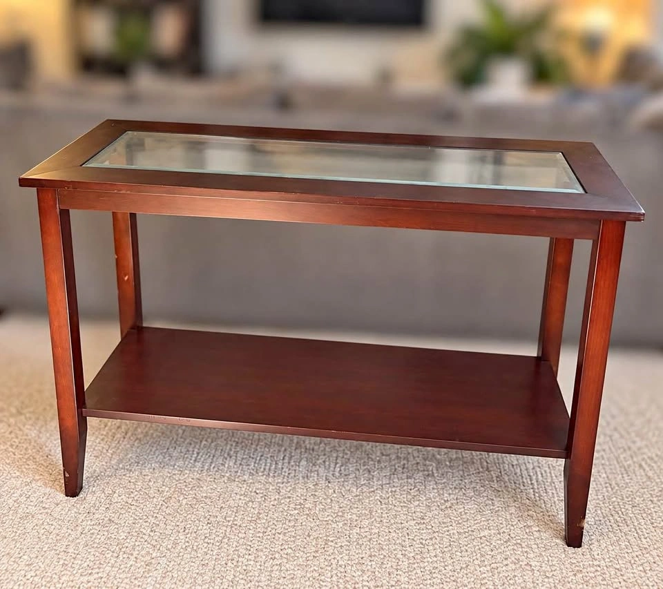 Wood/Glass Sofa Table