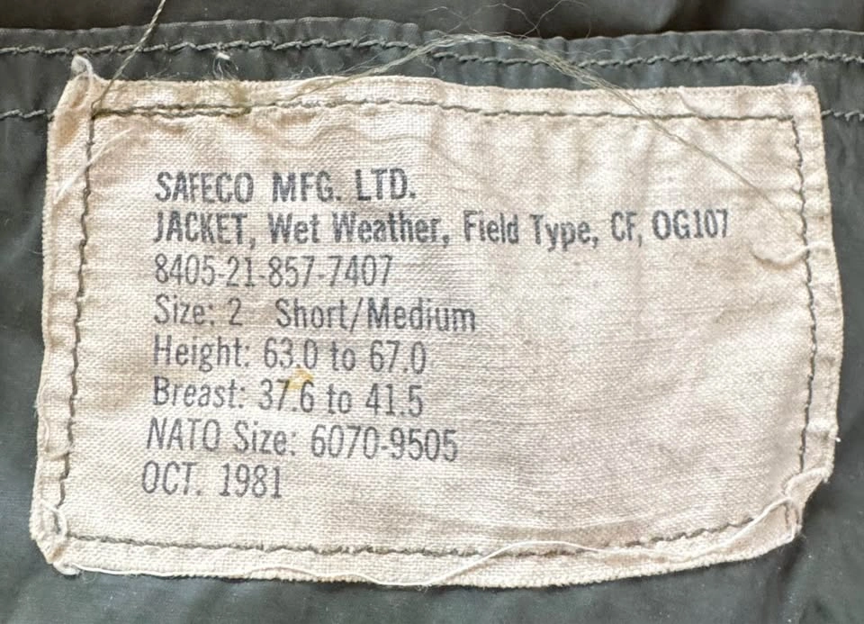 Vintage 1981 Canadian Forces OG107 Wet Weather Field Jacket - photo 2