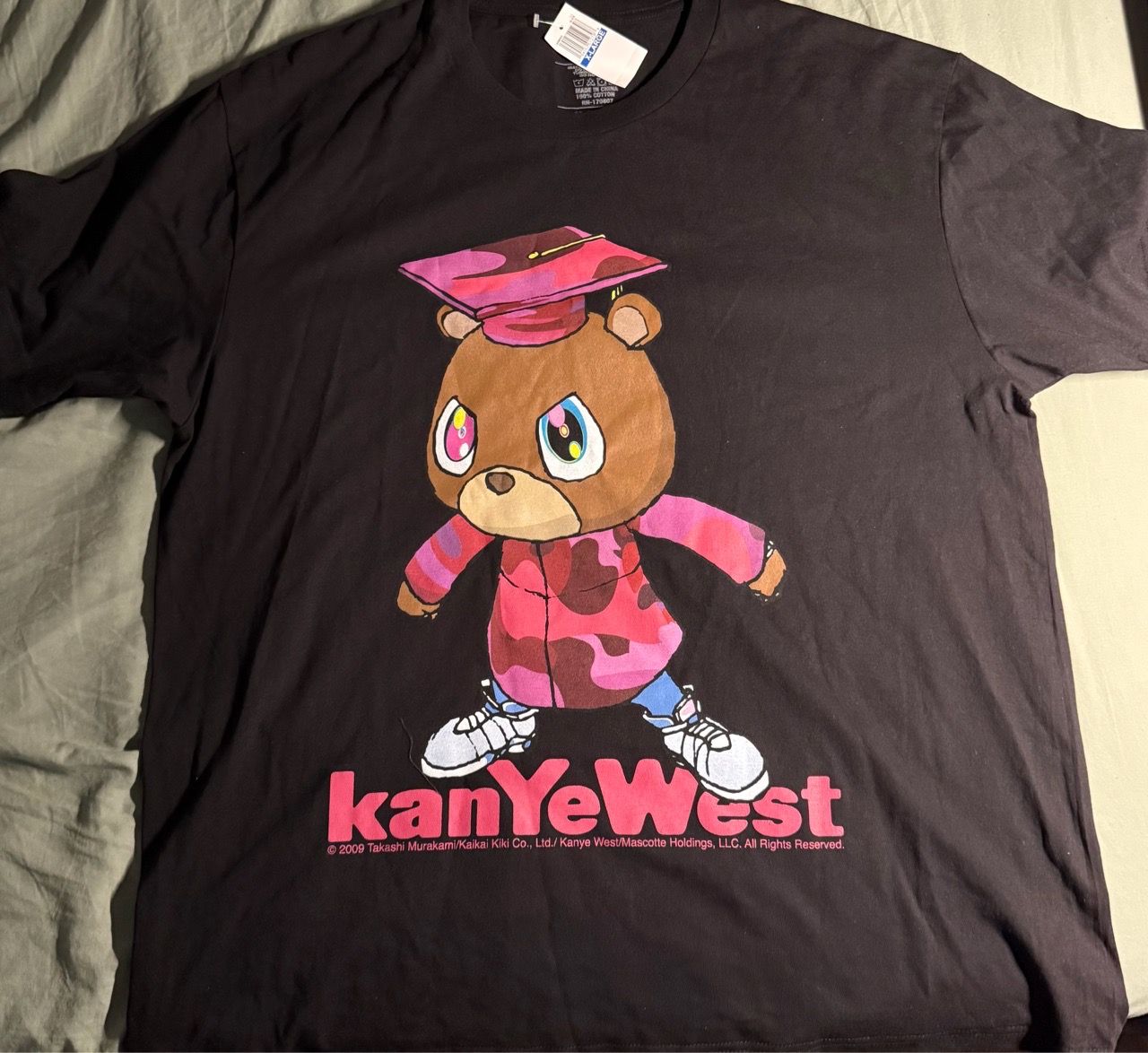 Yeezy Kanye West Graduation Bear Graphic Tee Size XL Black