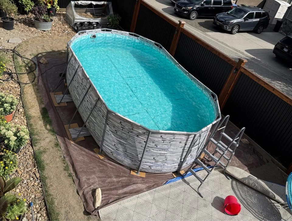Oval Above Ground Swimming Pool 10x13 Stone Print - photo 3