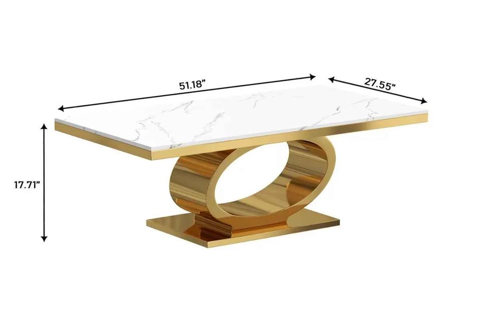 Atlas Marble Coffee Table with Gold Oval Base - photo 4