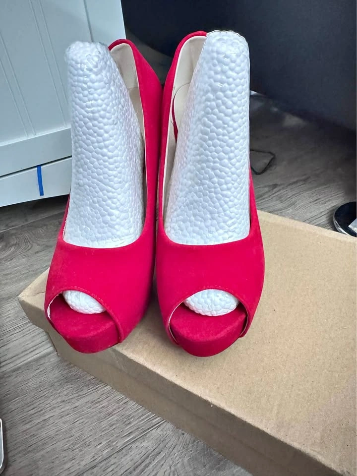 Red Peep toe Heels