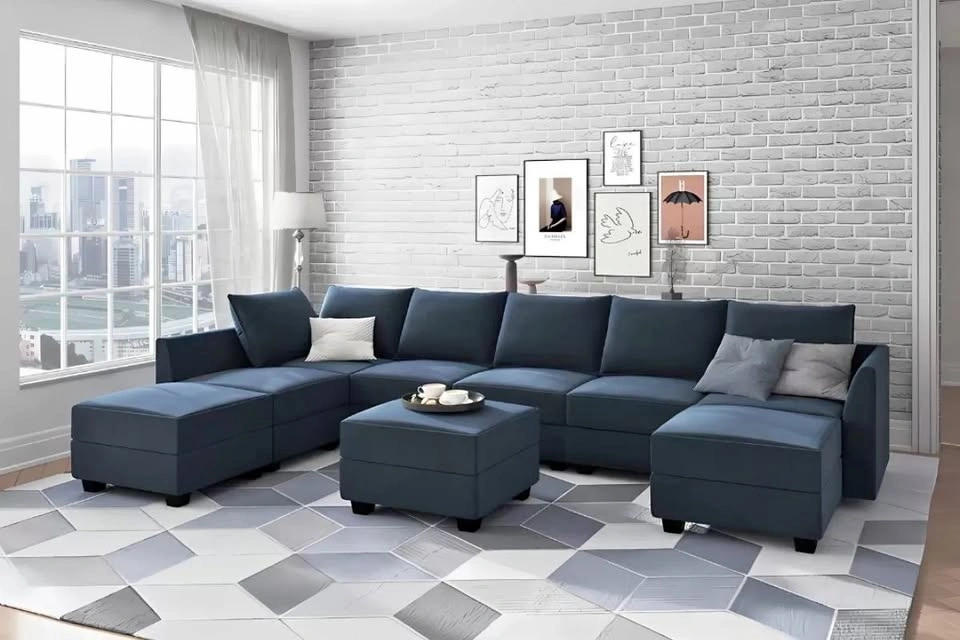 Brand New Modular Velvet Sectional w/ Storage (Blue or Gray)