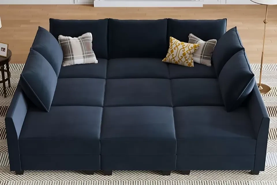 Brand New Modular Velvet Sectional w/ Storage (Blue or Gray) - photo 3