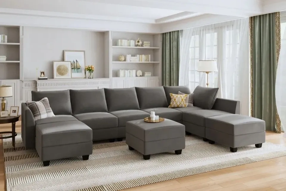Brand New Modular Velvet Sectional w/ Storage (Blue or Gray) - photo 5