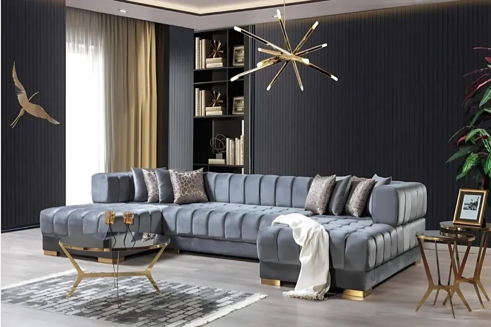 Brand New Gray Velvet U-Shaped Sectional – $1,199 - photo 2